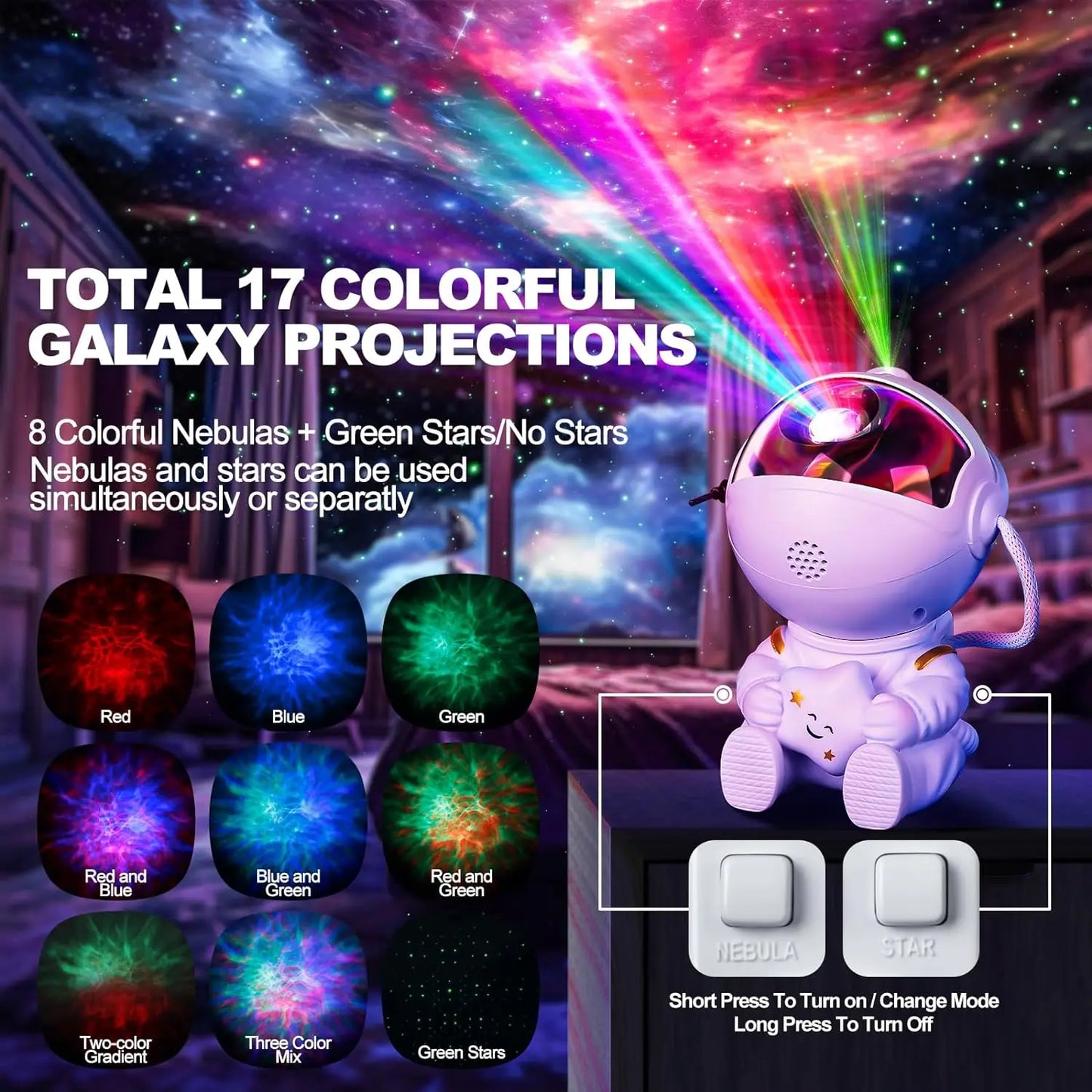 Enchanting Astronaut Starry Sky Projector - Transform Your Space with a Mesmerizing LED Galaxy Lamp for Bedrooms and Playrooms