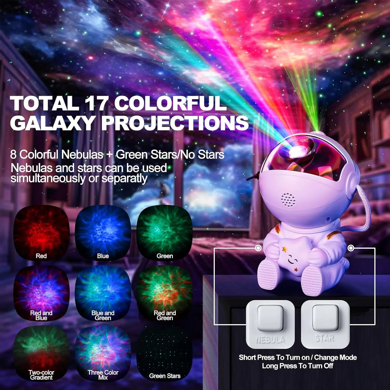 Enchanting Astronaut Starry Sky Projector - Transform Your Space with a Mesmerizing LED Galaxy Lamp for Bedrooms and Playrooms