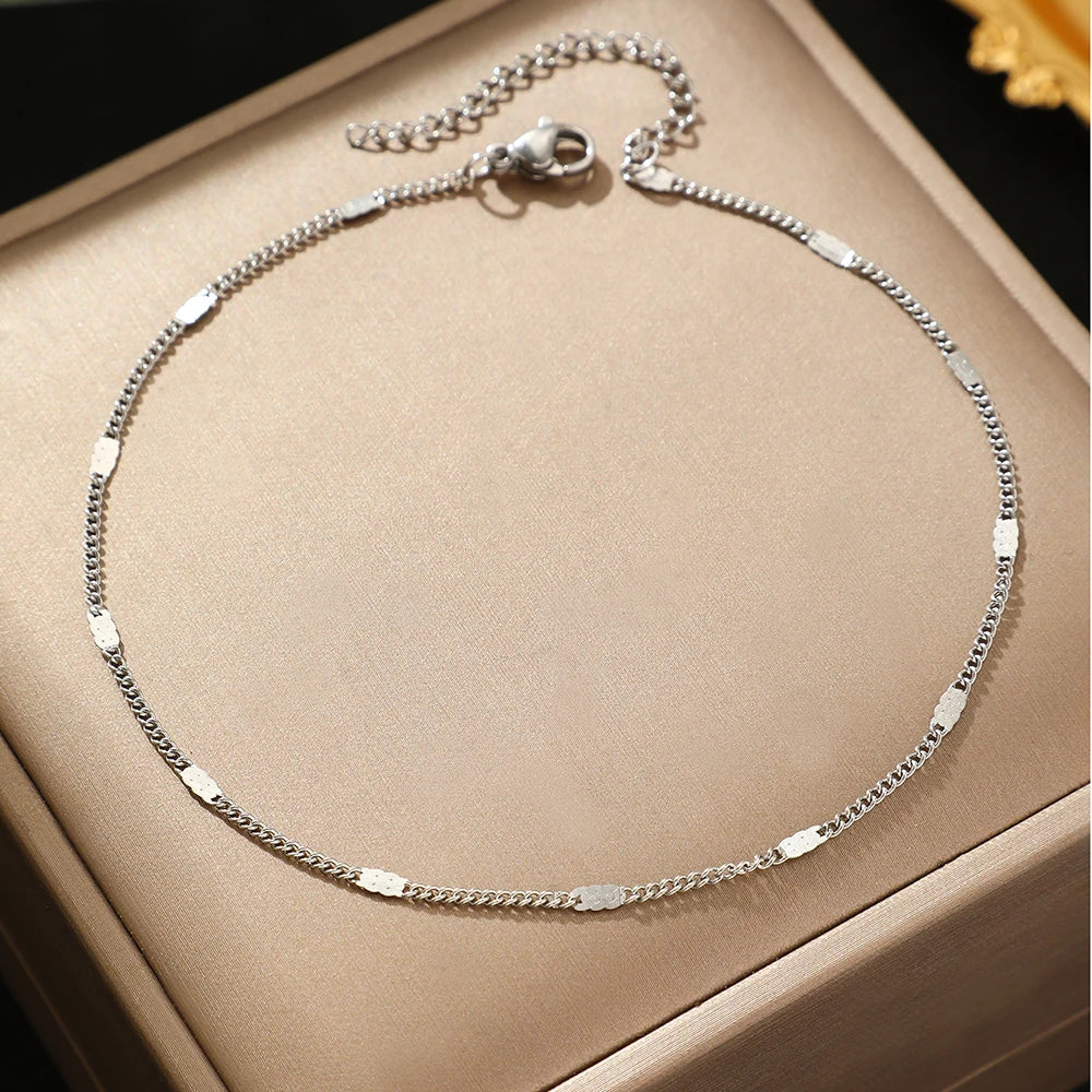 Dazzle in Style with Our Stainless Steel Sequin Chain Anklet - Perfect for Parties and Gift-Giving!