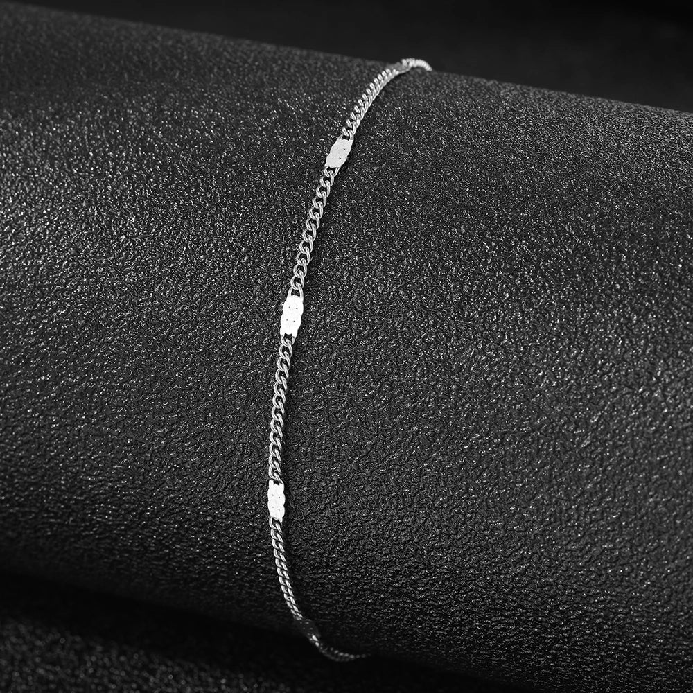 Dazzle in Style with Our Stainless Steel Sequin Chain Anklet - Perfect for Parties and Gift-Giving!