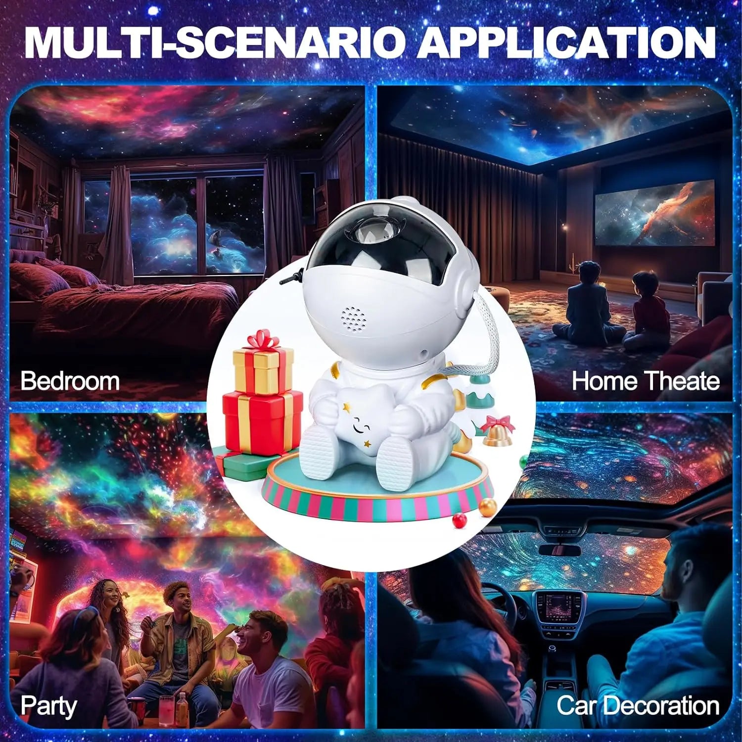 Enchanting Astronaut Starry Sky Projector - Transform Your Space with a Mesmerizing LED Galaxy Lamp for Bedrooms and Playrooms