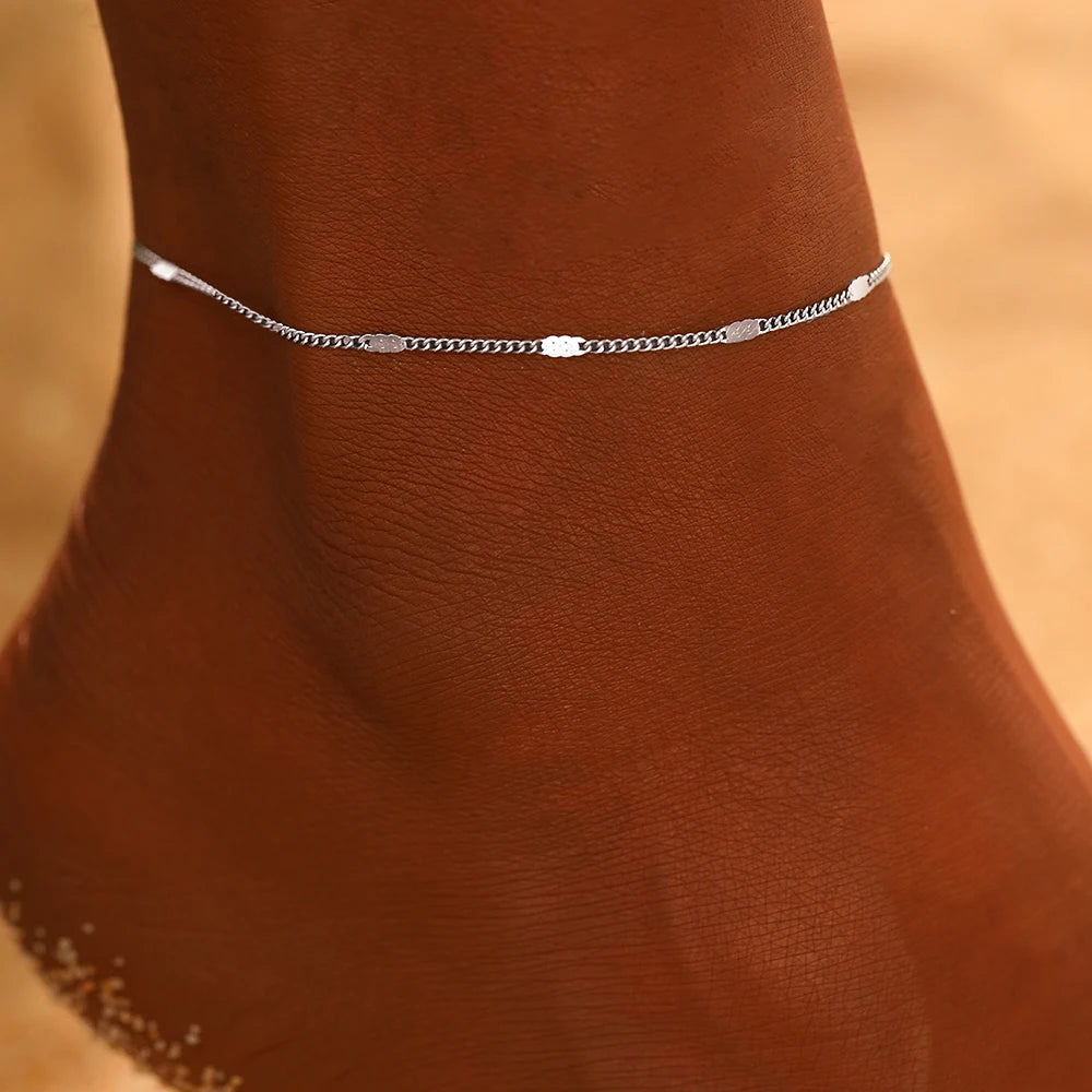Dazzle in Style with Our Stainless Steel Sequin Chain Anklet - Perfect for Parties and Gift-Giving!